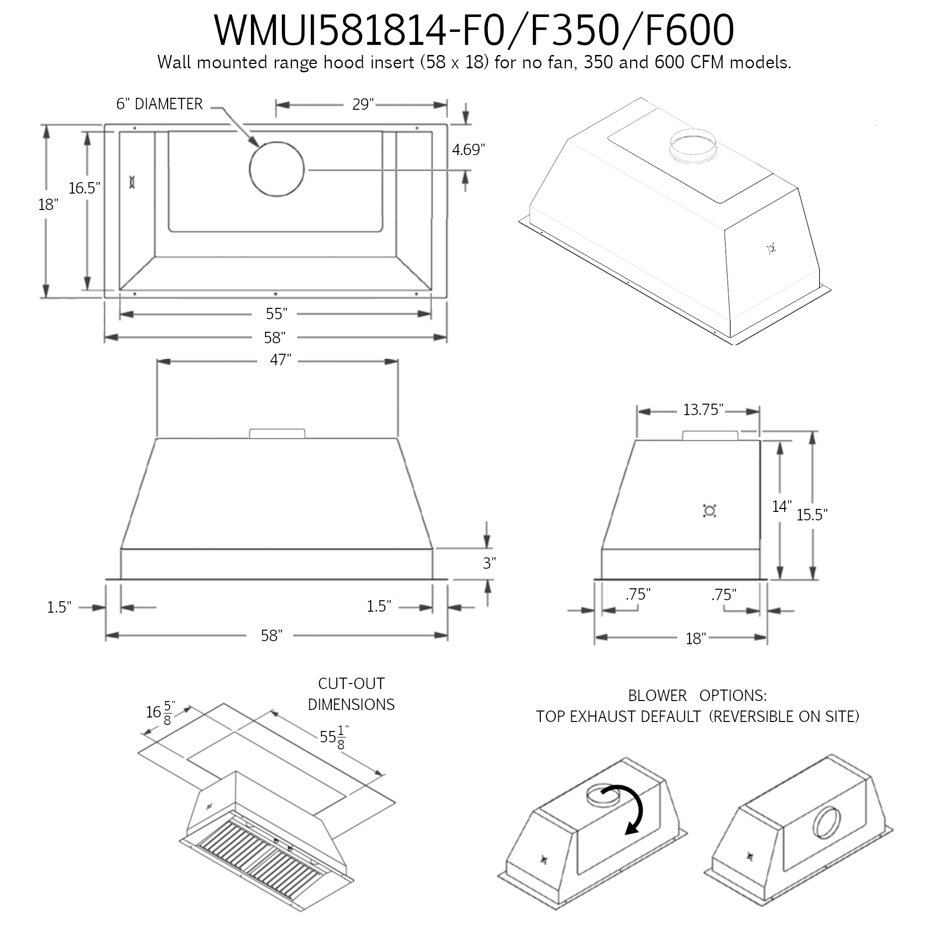 58 x 18 WALL MOUNT INSERT - Amore Design Factory